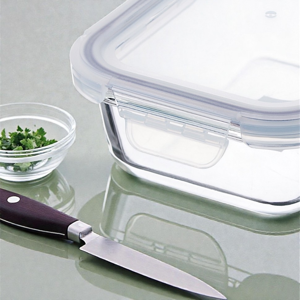 Контейнер для продуктов на защелках 600мл, жаропрочное стекло