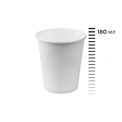 Стакан картонный 180мл белый d=72 (80/2000)