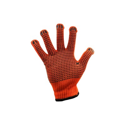 Перчатки трикотажные 10 класс 7 нитей с ПВХ оранжевые (480/12)