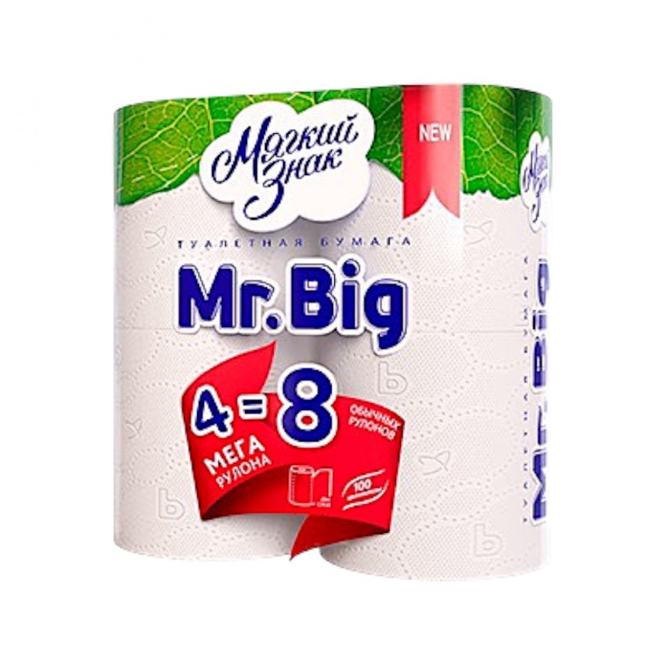Бумага туалетная Мягкий Знак Mr.Big, 2 слоя, 4 рулона