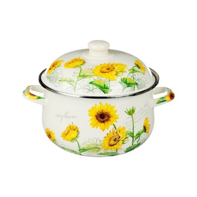 Кастрюля эмалированная Подсолнухи, 22см, 3,6л, индукция