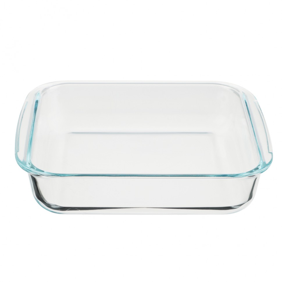 Форма для запекания жаропрочная квадратная, с ручками, стекло, 24.5x21.9x5.1см, 1,8л SATOSHI