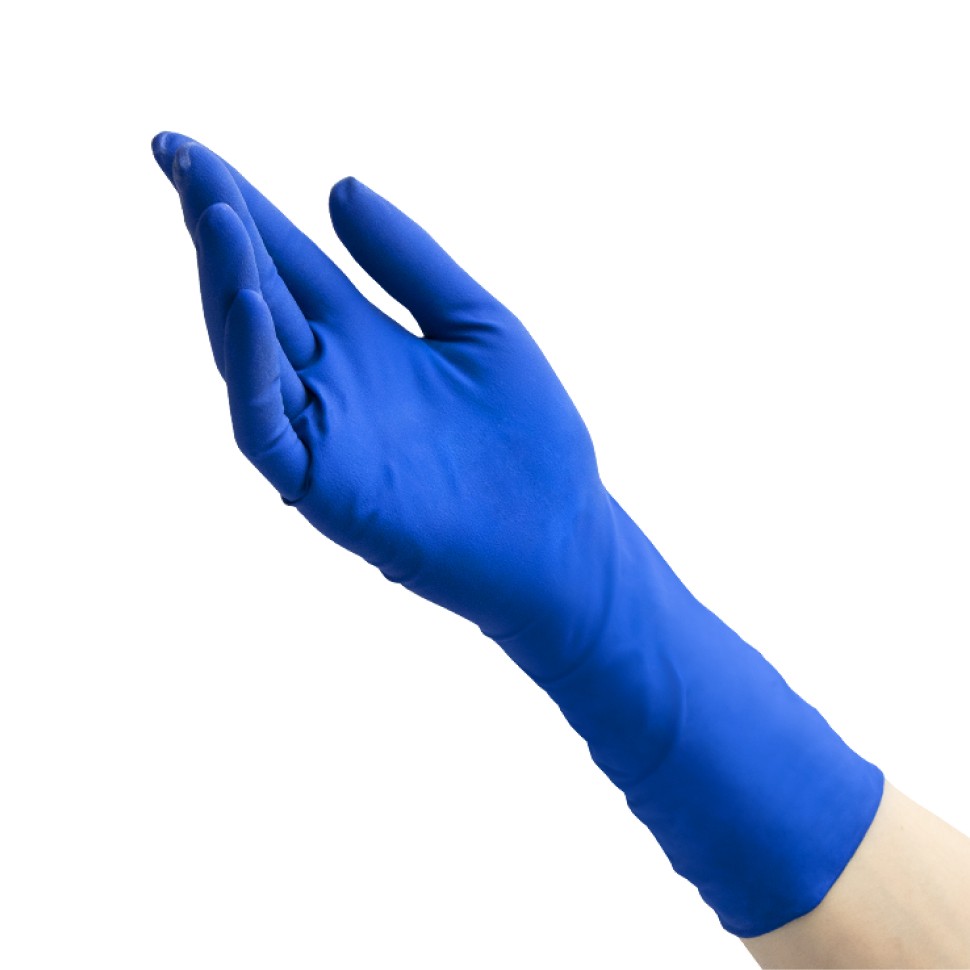Перчатки латексные повышенной прочности смотровые Benovy (25 пар), синие, размер XL