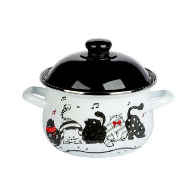 Кастрюля эмалированная Хвостатые друзья, 18см, 2,0л, индукция