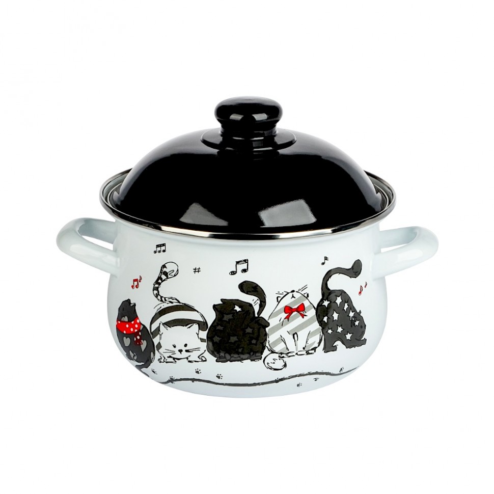 Кастрюля эмалированная Хвостатые друзья, 18см, 2,0л, индукция