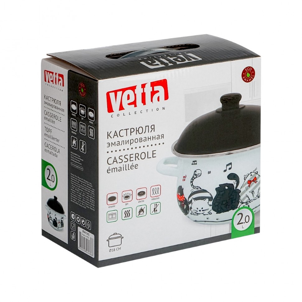 Кастрюля эмалированная Хвостатые друзья, 18см, 2,0л, индукция