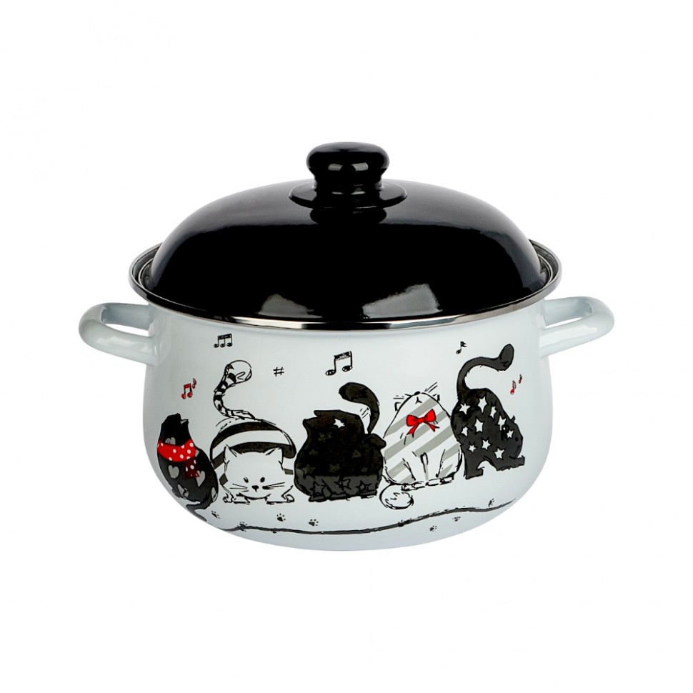 Кастрюля эмалированная Хвостатые друзья, 24см, 5,0л, индукция