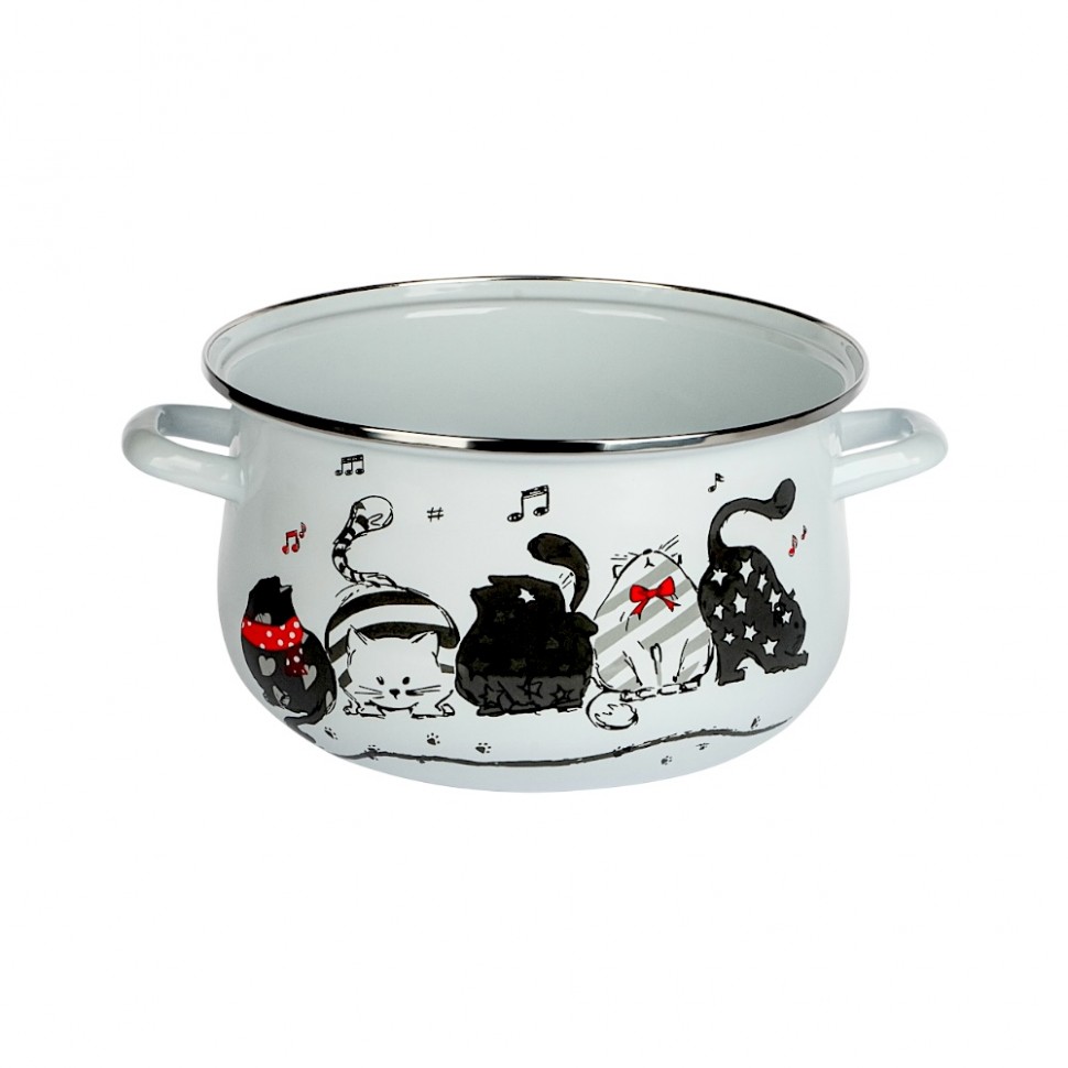 Кастрюля эмалированная Хвостатые друзья, 24см, 5,0л, индукция