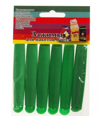 Зажимы для пакетов 9 см, 6 шт (12/140)
