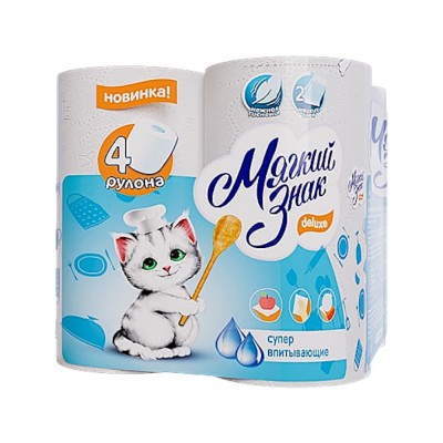 Полотенца бумажные Мягкий Знак Deluxe, 2 слоя, 4 рулона