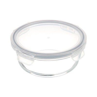 Контейнер для продуктов на защелках 600мл круглый, жаропрочное стекло