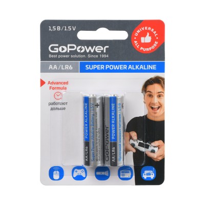 Батарейка GoPower Super LR06 AA, бл/2