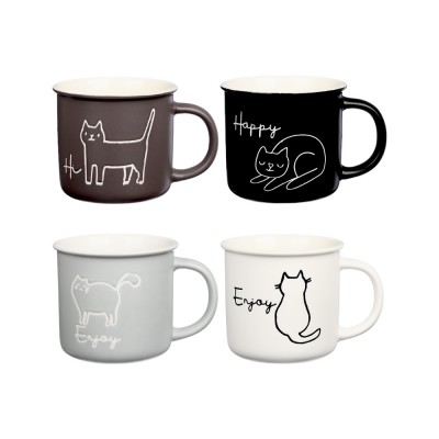 Кружка 350 мл, фарфор, 4 дизайна Пушистик MILLIMI