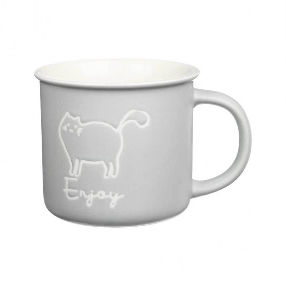 Кружка 350 мл, фарфор, 4 дизайна Пушистик MILLIMI