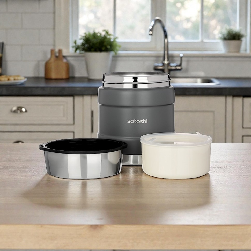 Ланч-бокс Торнадо 1,00л, с широкой горловиной, нержавеющая сталь SATOSHI