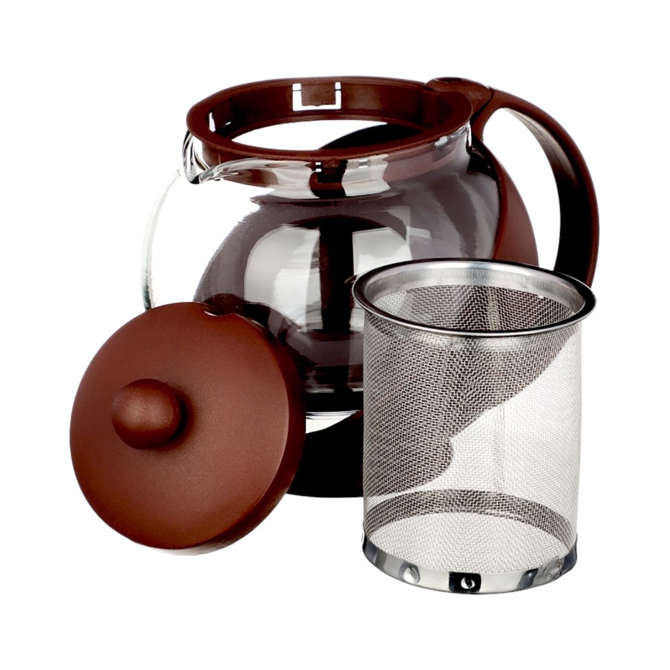 Чайник заварочный 500мл, ситечко из нержавеющей стали, стекло, полипропилен