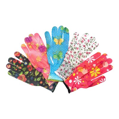 Перчатки нейлон ПВХ-ТОЧКА Садовые с узорами MIX (1200/12)