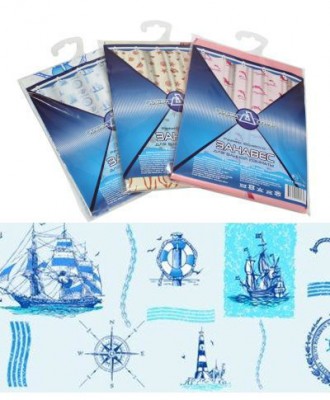 Штора для ванной полиэтиленовая 180*180см 45мкм GG КОРАБЛИ (40/3)