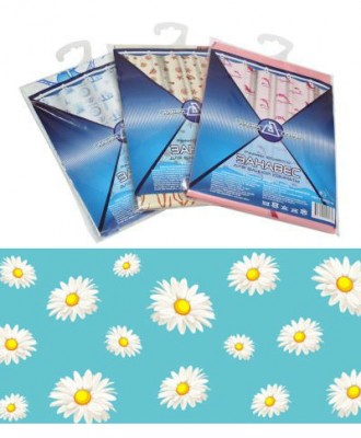 Штора для ванной полиэтиленовая 180*180см 45мкм GG РОМАШКИ Голубые (40/3)