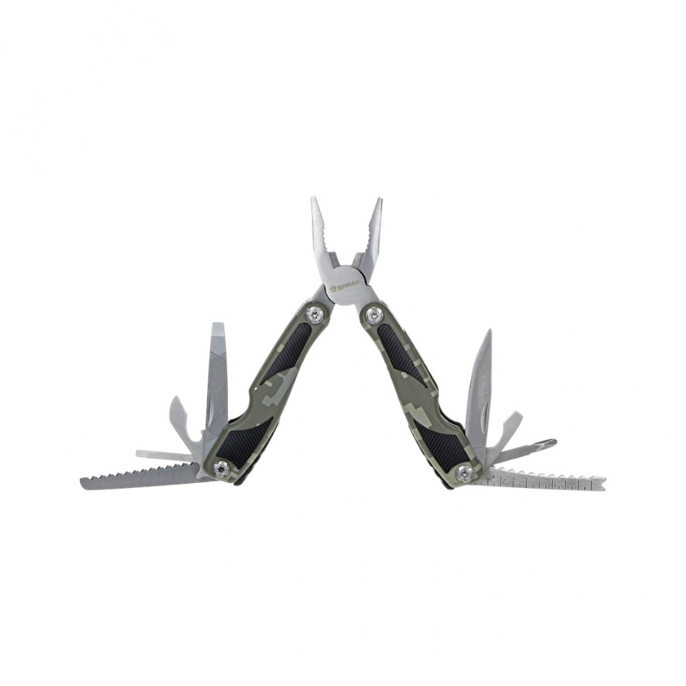 Мультитул многофункциональный тм ЕРМАК, 15 функций, нерж. Сталь, 15 см