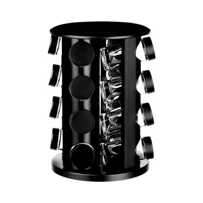 Набор банок для специй 16шт на подставке, 20х20х28см стекло+ABS пластик, черный