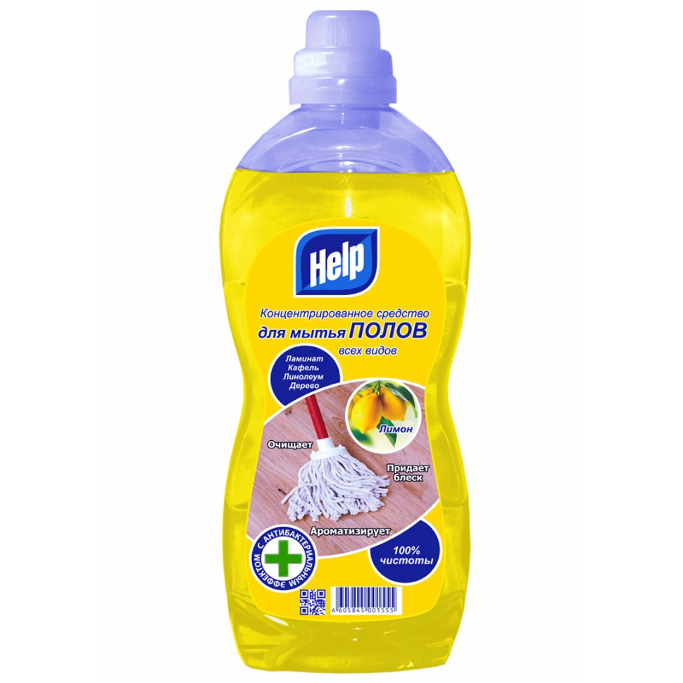 Концентрированное средство для мытья полов Help Лимон, 1 л 