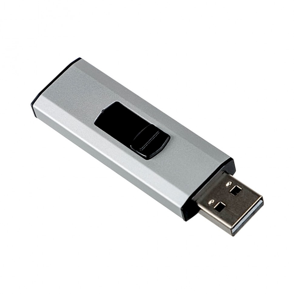Флеш-карта USB2.0 выдвижная Silverslide, 32гб, блистер, алюминий, пластик, серебристый
