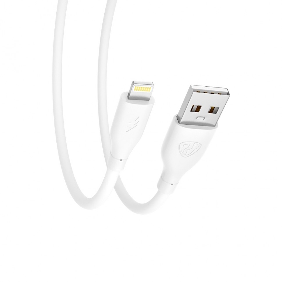 Кабель для зарядки Эко iP, 1м, Быстрая зарядка 2.4А, 12W, прорезиненный, белый