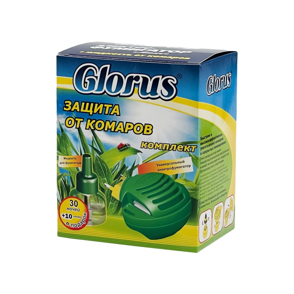 Фумигатор+жидкость от комаров 30 ночей Glorus ПРОМО