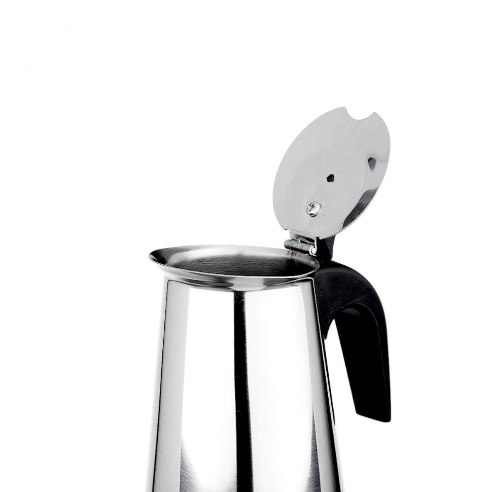 Кофеварка гейзерная, 4 чашки, нержавеющая сталь, нейлоновая ручка