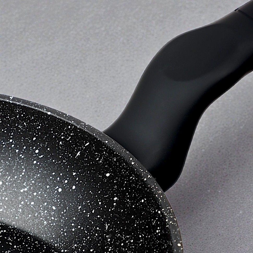 Сковорода литая Стоун d22см, антипригарное покрытие Мрамор, индукция SATOSHI