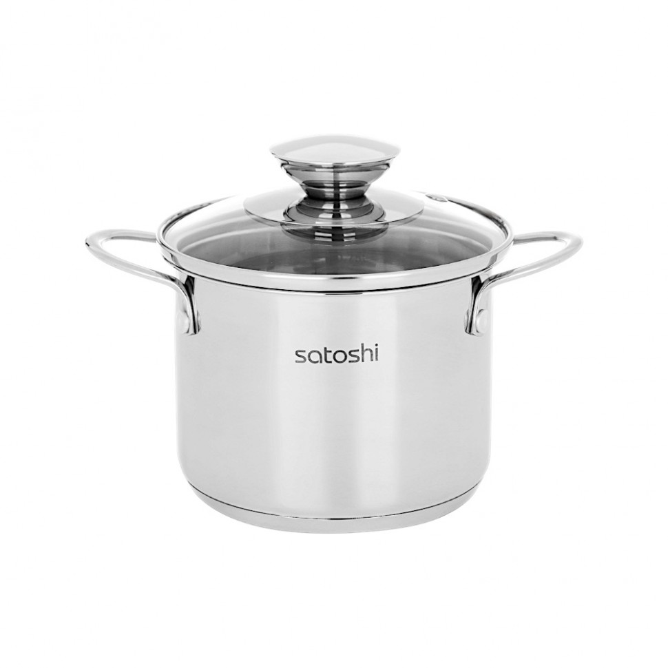 Кастрюля Мини 12х9,0см. 1,0 л. со стекл. крышкой, индукция SATOSHI