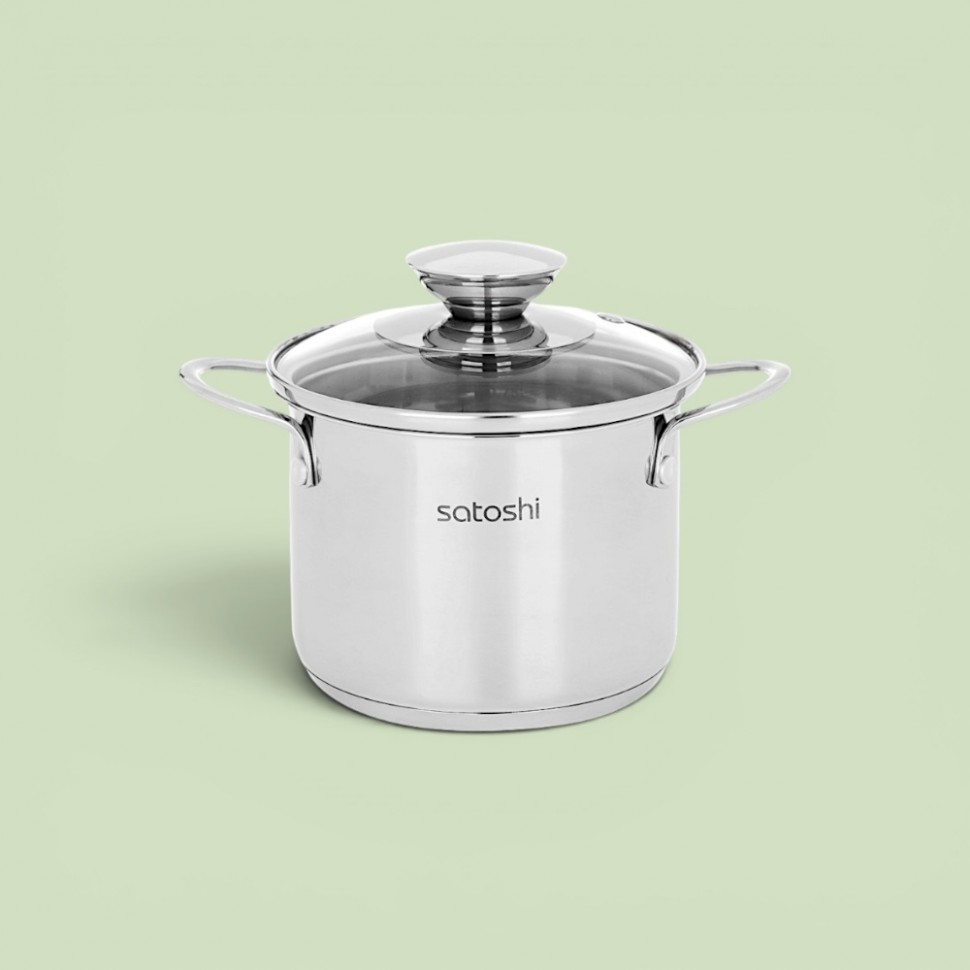 Кастрюля Мини 12х9,0см. 1,0 л. со стекл. крышкой, индукция SATOSHI