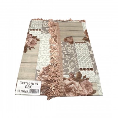 Скатерть 78*124см ПВХ с бахромой (140)