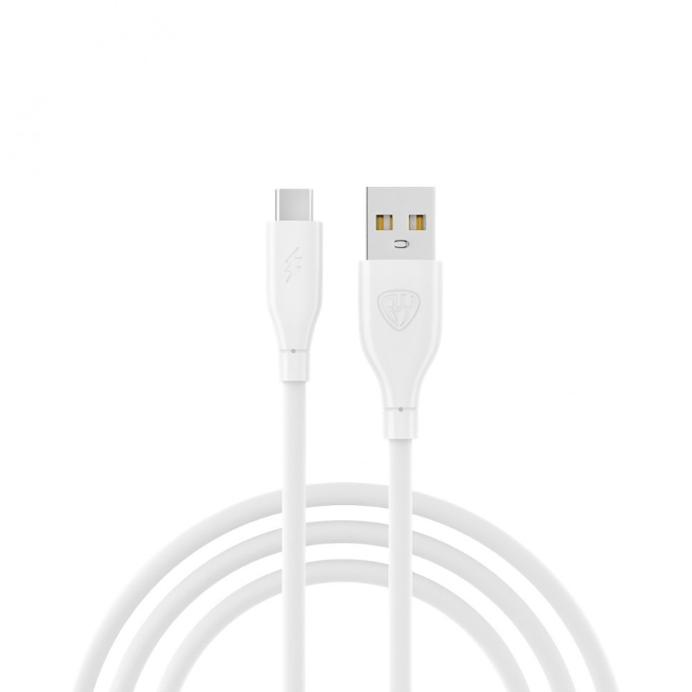 Кабель для зарядки BY Эко Type-C, 1м, Быстрая зарядка 3А, QC, PD 20W, прорезиненный, белый (20/4)