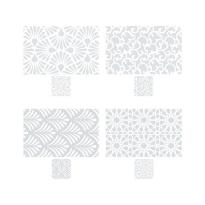 Набор термосалфеток 8шт (4шт 42x28см + 4шт 9x9см), "Барокко" белый принт, 4 дизайна