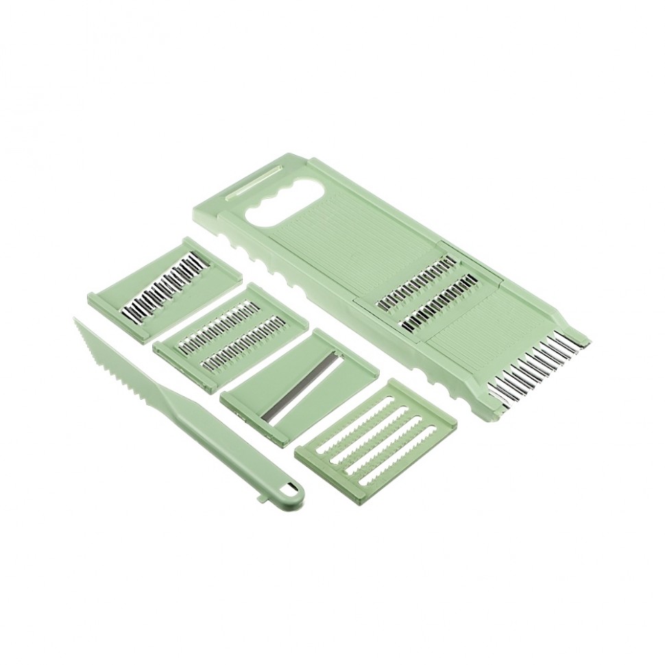 Терка многофункциональная со сменными лезвиями 25х8,5х2см, нерж.сталь, полипропилен, 7 пр