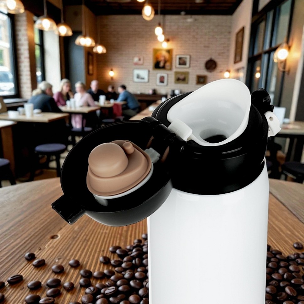 Термос-кружка с крышкой на защелке, 450мл "ЭнерджиДог", нерж.сталь SATOSHI