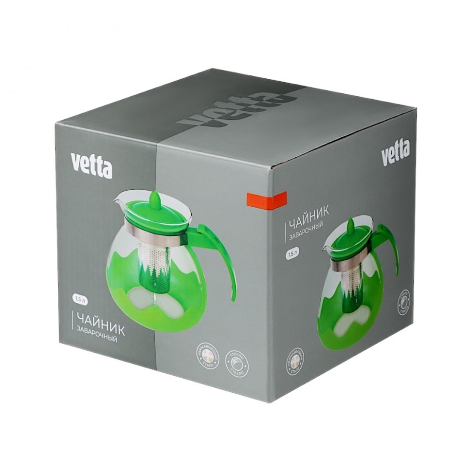 Чайник заварочный Классик 1,5л, стекло, нерж.сталь