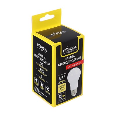 Лампа светодиодная A60 12 Вт, Е27, 1050 Лм, 4000 К, 175-265 В, Ra&gt;80, IRF &lt;5% (10)