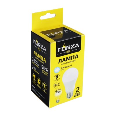 Лампа светодиодная A60 9 Вт, Е27, 806 Лм, 6500 К, 175-265 В, Ra&gt;80, IRF &lt;5% (10)