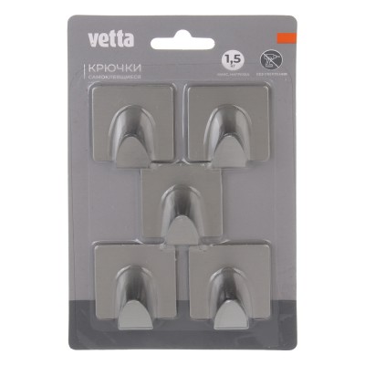 Крючки самоклеящиеся, 3,5см, нерж. сталь 430, 2 дизайна, 5шт (6/240)