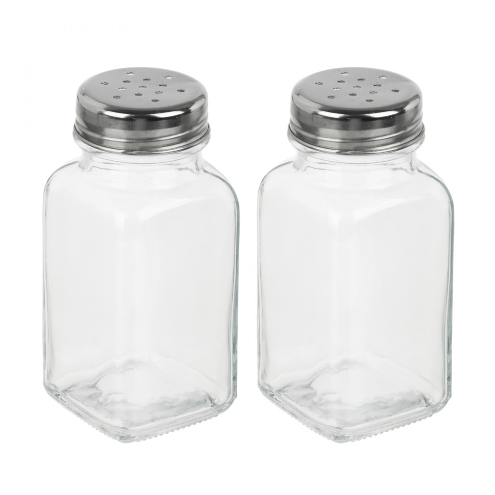 Набор Банок 2шт для соли и перца, стекло, нерж.сталь 4.2x9.3см 80мл (144)