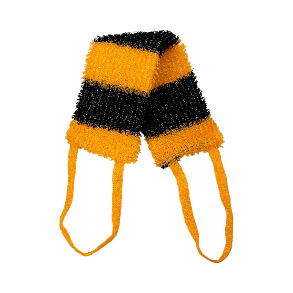 Мочалка вязаная с поролоном 12*40см Пчелка