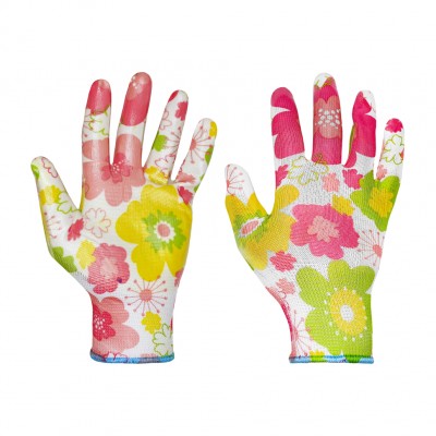 Перчатки нейлоновые c нитриловым покрытием (цвета в ассортменте)