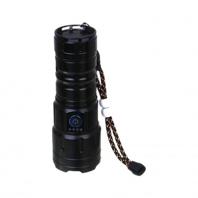 Фонарь ручной, LED, 5 реж, 55х157мм, алюм, съем аккум. 1х38650, фокус, 5 линз, дальн 800 м, 1380 лм