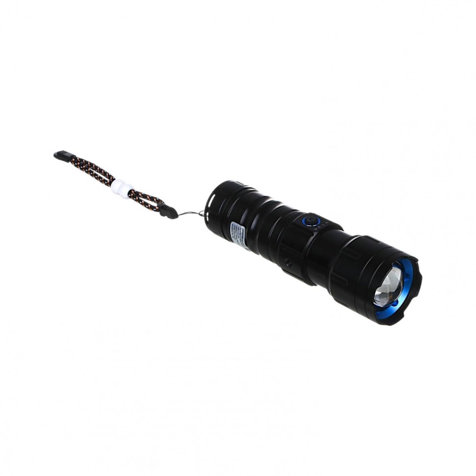 Фонарь ручной, LED, 5 реж, 55х157мм, алюм, съем аккум. 1х38650, фокус, 5 линз, дальн 800 м, 1380 лм