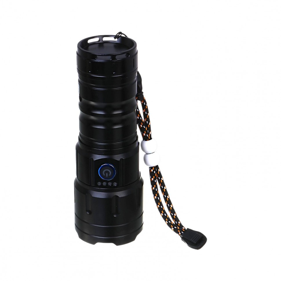 Фонарь ручной, LED, 5 реж, 55х157мм, алюм, съем аккум. 1х38650, фокус, 5 линз, дальн 800 м, 1380 лм