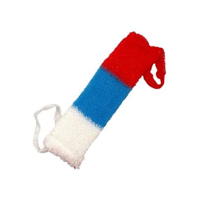 Мочалка вязаная с поролоном 12*45см Триколор (100)