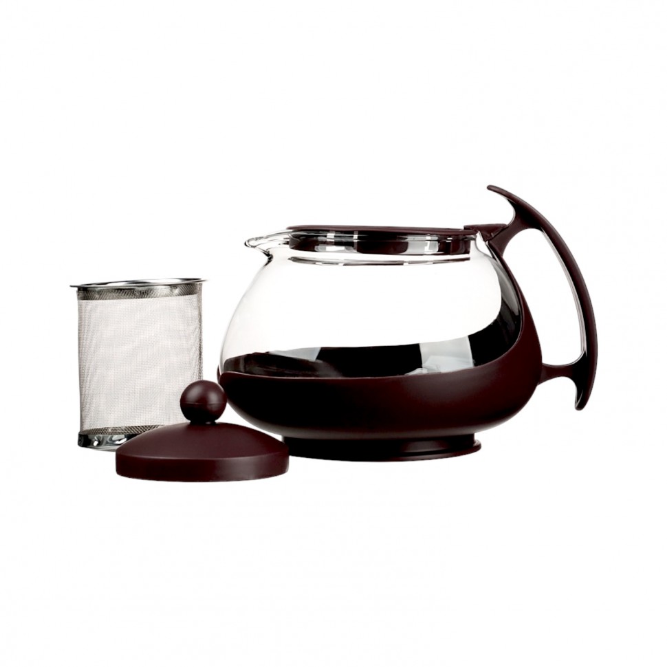 Чайник заварочный 750мл, овальный,  ситечко из нержавеющей стали, стекло, полипропилен, 3 цвета